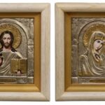 Икона Спаситель и Богородица (пара) бел. рама